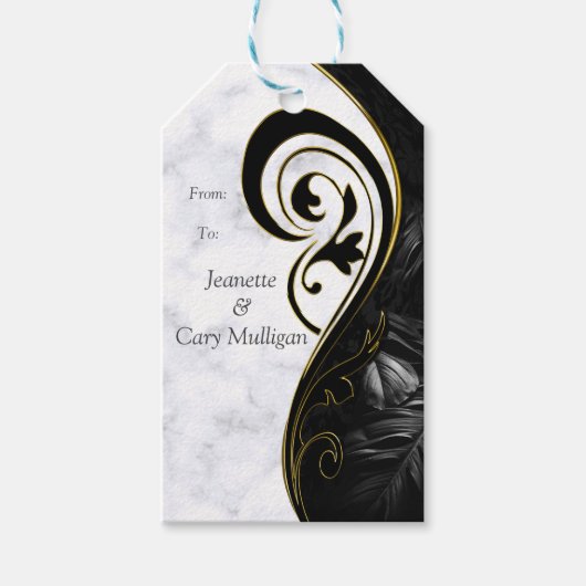Moderne witte - marmer Black Abstract Gift Label Cadeaulabel (Voorkant)