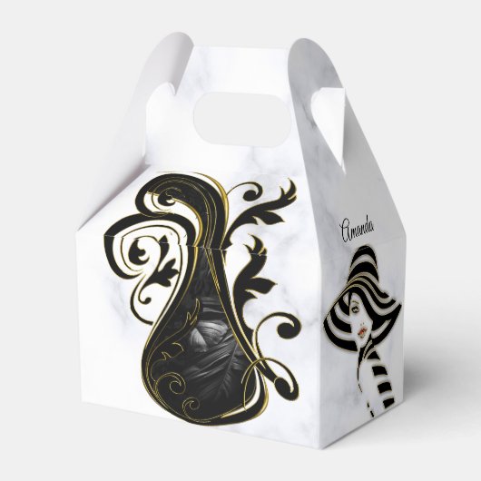 Moderne witte - marmer Black Abstracte cadeaudoos Bedankdoosjes (Achterkant)