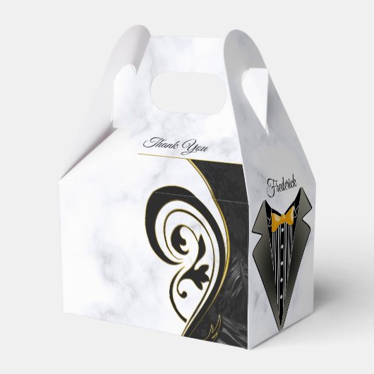 Moderne witte - marmer Black Abstracte cadeaudoos Bedankdoosjes (Voorkant Zijde)