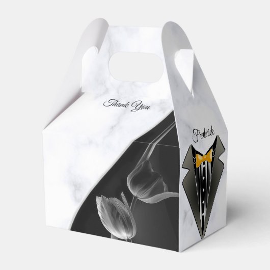 Moderne witte - marmer Black Abstracte cadeaudoos Bedankdoosjes (Voorkant Zijde)