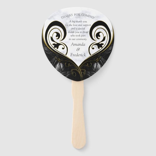 Moderne witte - marmer Black Abstracte handventila Handwaaier (Achterkant)