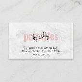 Moderne witte marmer Blush roze petstijlen. Visitekaartje (Achterkant)