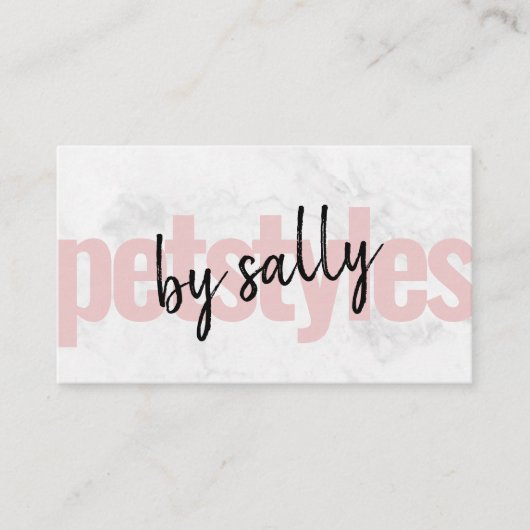 Moderne witte marmer Blush roze petstijlen. Visitekaartje (Voorkant)