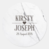 Moderne witte marmer bruiloft sticker (Voorkant)