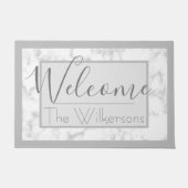 Moderne witte marmer Elegant Custom Name Deurmat (Voorkant)