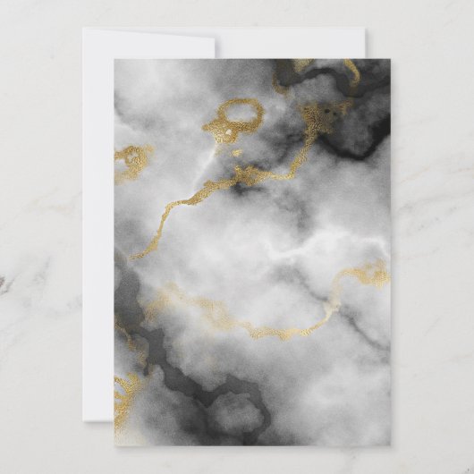 Moderne witte marmer en goudband Dank je wel Bedankkaart (Achterkant)