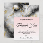 Moderne witte marmer en goudband Dank je wel Bedankkaart (Voorkant / Achterkant)