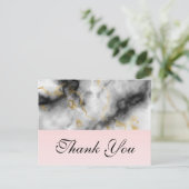 Moderne witte marmer en goudband Dank je wel Briefkaart (Staand voorkant)