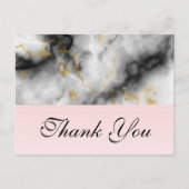 Moderne witte marmer en goudband Dank je wel Briefkaart (Voorkant)