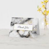 Moderne witte marmer en goudband Dank je wel Kaart (Gele Bloem)