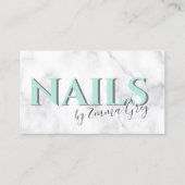 Moderne witte marmer- en mint-groene typografiekla visitekaartje (Voorkant)