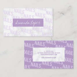 Moderne  witte marmer en paarse nagels visitekaartje