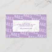 Moderne  witte marmer en paarse nagels visitekaartje (Achterkant)