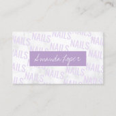 Moderne  witte marmer en paarse nagels visitekaartje (Voorkant)