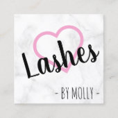 Moderne witte marmer en roze hartgordels vierkante visitekaartje (Voorkant)