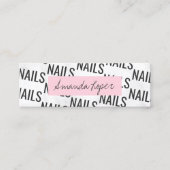 Moderne  witte marmer- en roze nagels mini visitekaartje (Voorkant)