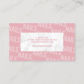 Moderne  witte marmer- en roze nagels visitekaartje (Achterkant)