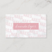 Moderne  witte marmer- en roze nagels visitekaartje (Voorkant)