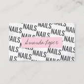 Moderne  witte marmer- en roze nagels visitekaartje (Voorkant)