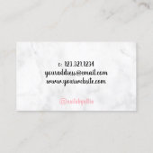 Moderne  witte marmer- en roze nagels visitekaartje (Achterkant)