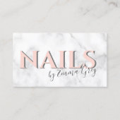 Moderne witte marmer- en wazige roze typografische visitekaartje (Voorkant)