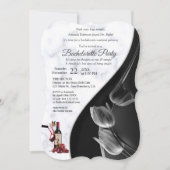 Moderne witte marmer en zwarte bachelorette kaart (Voorkant)