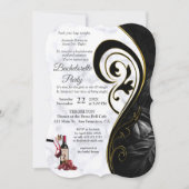 Moderne witte marmer en zwarte bachelorette kaart (Voorkant)