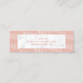 Moderne  witte marmer en zwarte roze nagels mini visitekaartje (Achterkant)