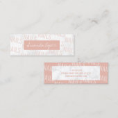 Moderne  witte marmer en zwarte roze nagels mini visitekaartje (Voorkant / Achterkant)