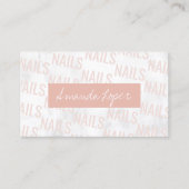 Moderne witte marmer en zwarte roze nagels visitekaartje (Voorkant)