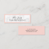 Moderne witte marmer- en zwarte roze nageltechnicu mini visitekaartje (Voorkant / Achterkant)
