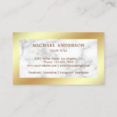 Moderne witte marmer Faux Gold Foil Nautical Ancho Visitekaartje (Achterkant)