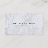 Moderne Witte Marmer & Glanzende Gouden Rand Visitekaartje (Voorkant)