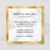 Moderne witte marmer Gold Lips Makeup artiest Vierkante Visitekaartje (Achterkant)