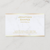 Moderne witte marmer Gold Sjabloon Professional Visitekaartje (Achterkant)