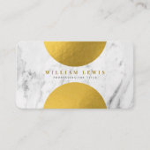 Moderne, witte marmer & goudmoderne afbeelding visitekaartje (Voorkant)
