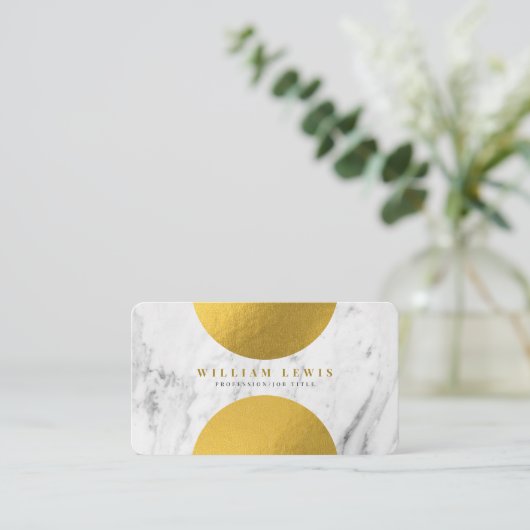 Moderne, witte marmer & goudmoderne afbeelding visitekaartje (Staand voorkant)