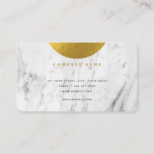 Moderne, witte marmer & goudmoderne afbeelding visitekaartje (Achterkant)