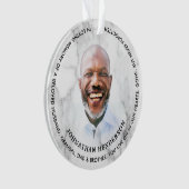 Moderne witte marmer in liefdevol geheugen foto-on ornament (voorkant)