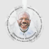 Moderne witte marmer in liefdevol geheugen foto-on ornament (achterkant)