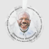 Moderne witte marmer in liefdevol geheugen foto-on ornament (voorkant)