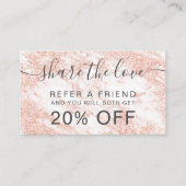 Moderne witte marmer make-up roos goudglitter aanbevelingskaartje (Voorkant)