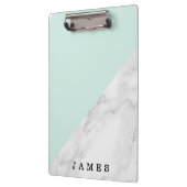 Moderne witte marmer met Groene bloklijn Aangepast Klembord (Links)