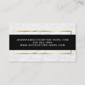 Moderne witte marmer met zwart en goud visitekaartje (Achterkant)