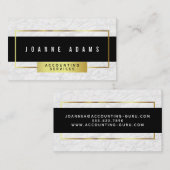 Moderne witte marmer met zwart en goud visitekaartje (Voorkant / Achterkant)