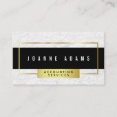 Moderne witte marmer met zwart en goud visitekaartje (Voorkant)