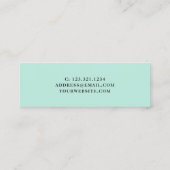 Moderne witte marmer & munt groene nagel technicus mini visitekaartje (Achterkant)