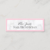 Moderne witte marmer & roze spijkertechnicus mini visitekaartje (Voorkant)