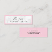 Moderne witte marmer & roze spijkertechnicus mini visitekaartje (Voorkant / Achterkant)