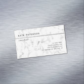 Moderne witte marmer Silver Glitter Stripe Magnetisch Visitekaartje (Voorbeeld)